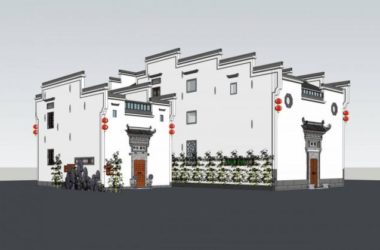 Sketchup住宅模型|多层住宅，中式风格，徽派，居住建筑-BIM建筑网