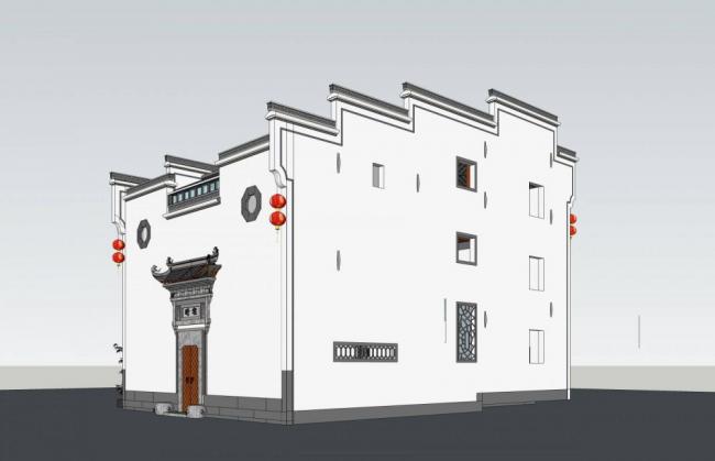Sketchup住宅模型|多层住宅，中式风格，徽派，居住建筑