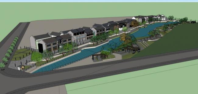 Sketchup景观模型|公园景观，商业建筑，城市小品， 水坝，中式风格