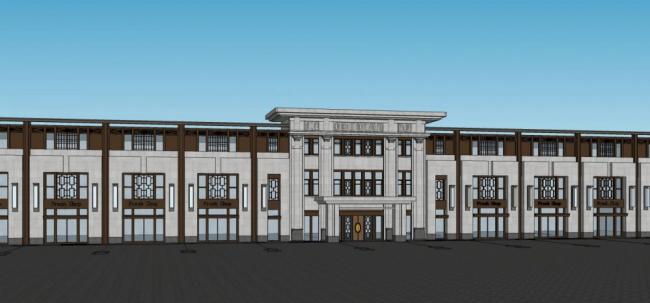 Sketchup商业模型|商业裙房，新古典风格