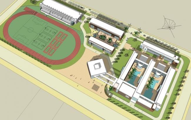 Sketchup学校模型|多层学校，教学楼，操场，教育建筑，现代风格