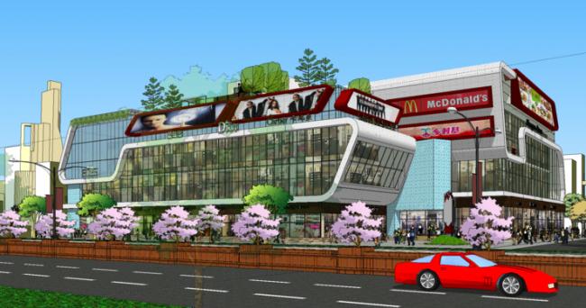 Sketchup商业模型|多层商业街，现代风格