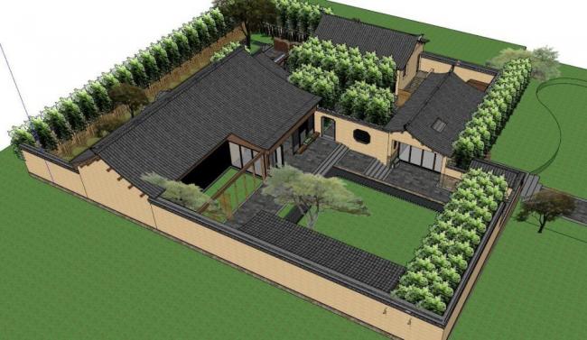 Sketchup商业模型|农家乐，中式风格，商业建筑