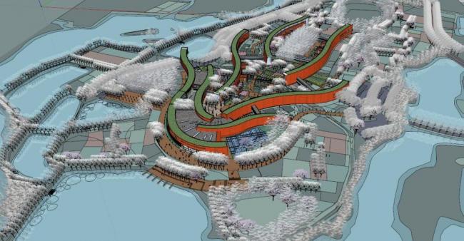 Sketchup景观模型|滨水景观，现代风格