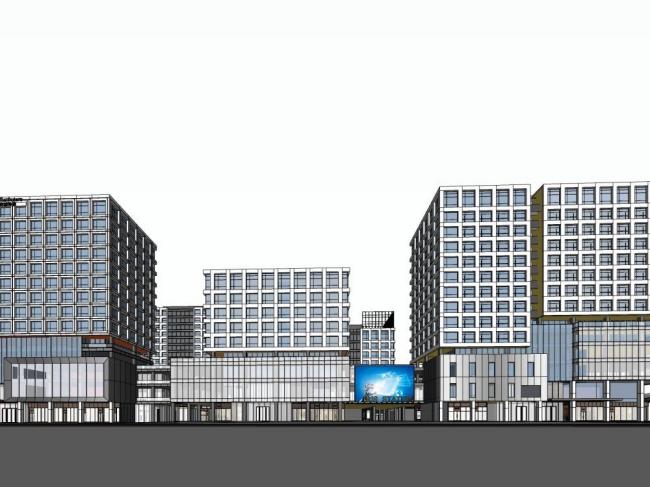 Sketchup综合体模型|高层商业综合体，办公，现代风格