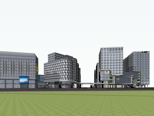 Sketchup综合体模型|高层商业综合体，办公，现代风格