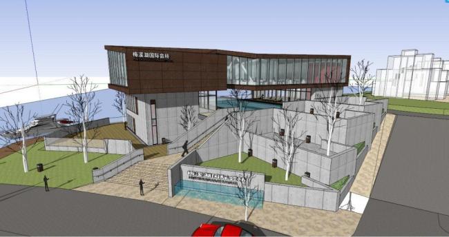 Sketchup商业模型|多层会所，商业建筑，现代风格