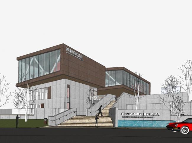 Sketchup商业模型|多层会所，商业建筑，现代风格