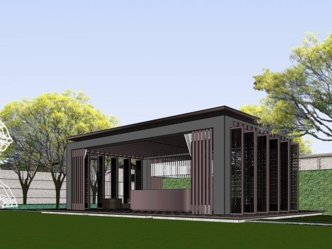 Sketchup商业模型|售楼处，新中式风格，商业建筑