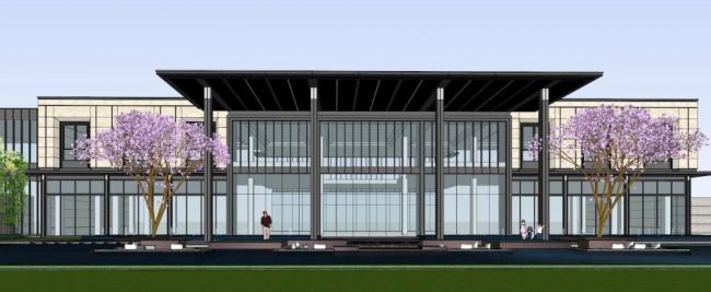 Sketchup商业模型|售楼处，新中式风格，商业建筑