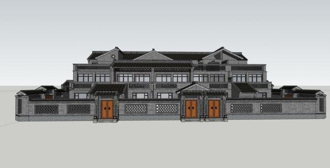 Sketchup住宅模型|住宅院落，中式风格，居住建筑