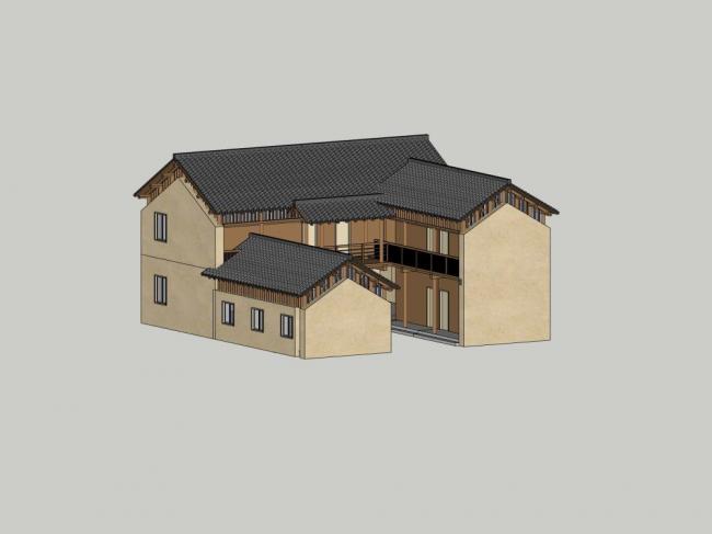 Sketchup住宅模型|别院，中式风格，居住建筑