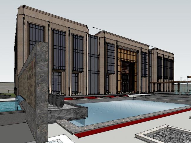 Sketchup商业模型|多层售楼处，商业建筑，现代风格