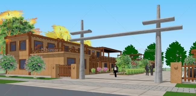 Sketchup办公模型|土木建筑研究所，办公建筑，现代风格