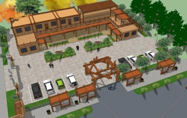 Sketchup办公模型|土木建筑研究所，办公建筑，现代风格
