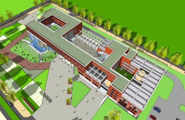 Sketchup学校模型|大学生国际交流中心，教学楼，学校，教育建筑，现代风格