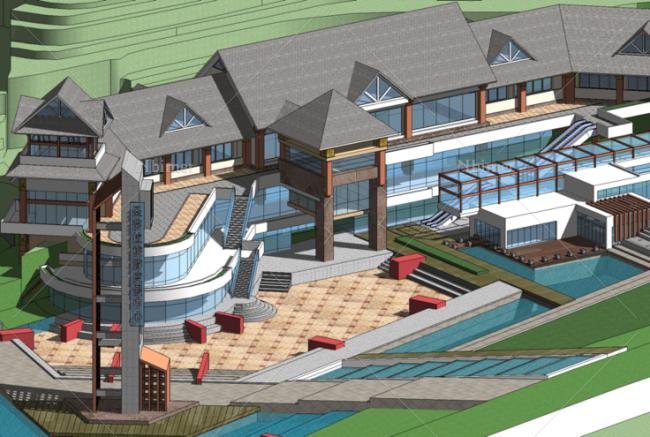 Sketchup酒店模型|圣莎拉旅游度假中心，酒店，会所，滨海，公寓