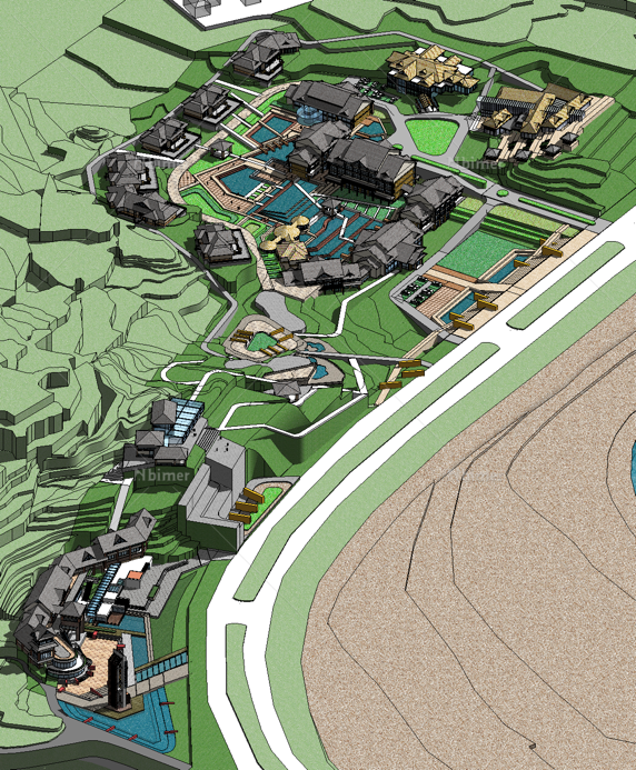 Sketchup酒店模型|圣莎拉旅游度假中心，酒店，会所，滨海，公寓