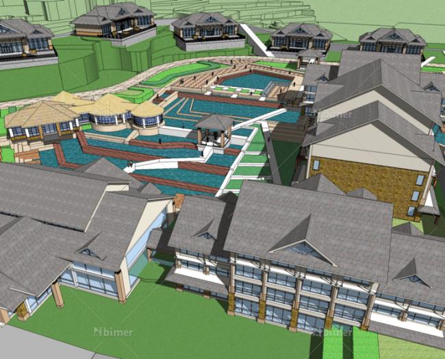 Sketchup酒店模型|圣莎拉旅游度假中心，酒店，会所，滨海，公寓