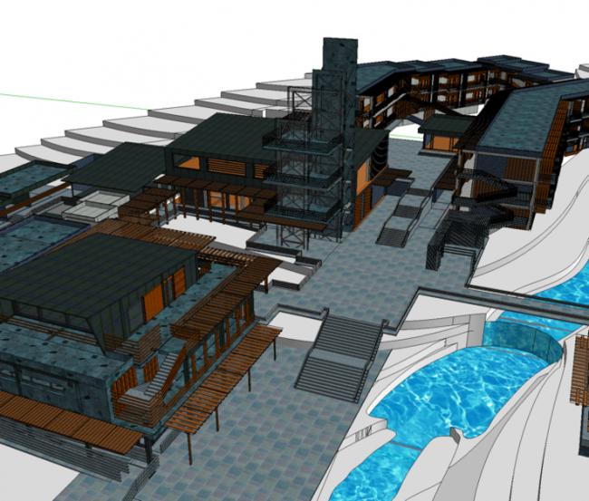 Sketchup酒店模型|山地酒店，旅馆，会所，现代风格