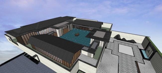 Sketchup商业模型|售楼处，新中式风格