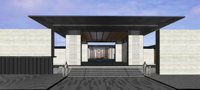 Sketchup商业模型|售楼处，新中式风格