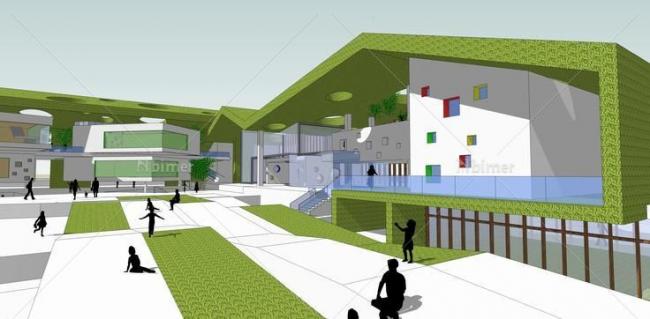 Sketchup学校模型|幼儿园，学校，教育建筑，现代风格