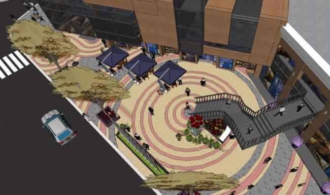 Sketchup商业模型|商业街，沿街商业，现代风格