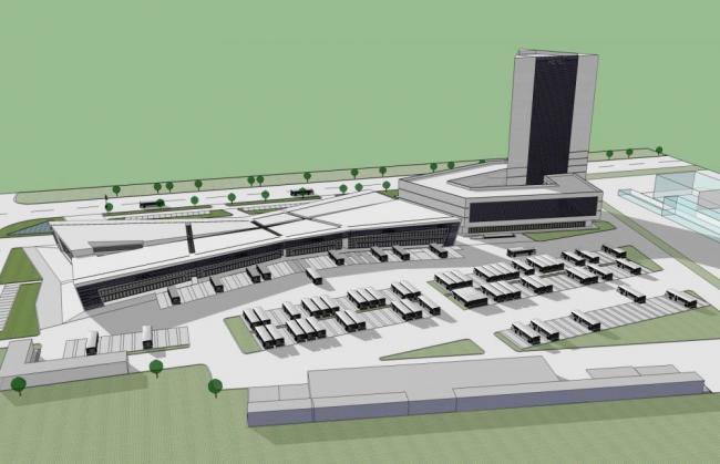 Sketchup车站路桥|多层高层混合，汽车站，现代风格，酒店办公，交通建筑