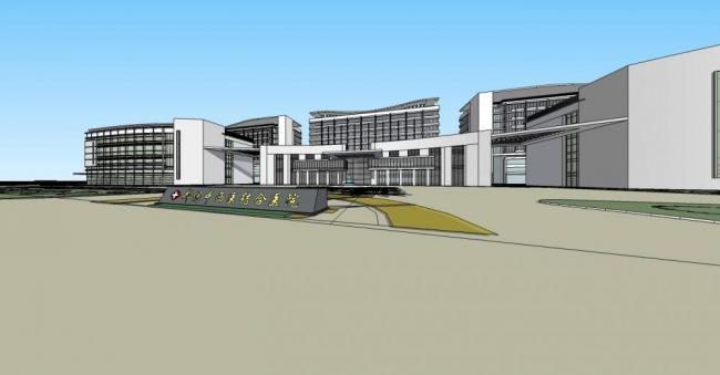 Sketchup医院模型|医院， 小高层，医疗建筑，现代风格