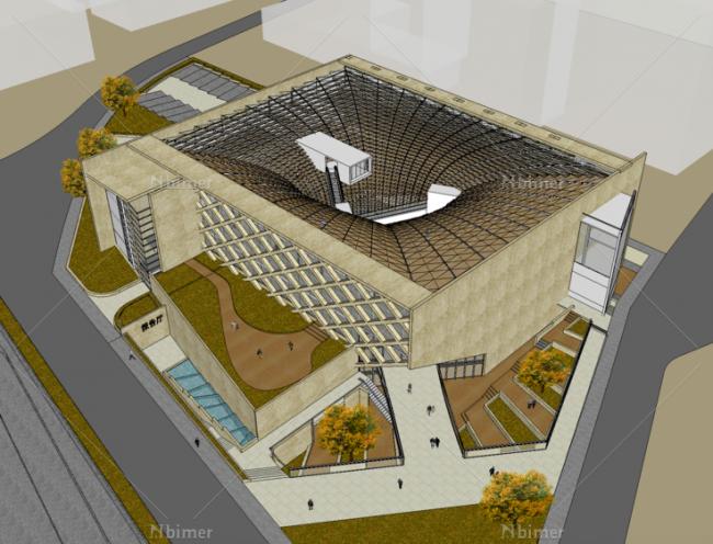 Sketchup文化模型|图书馆，文化建筑，现代风格