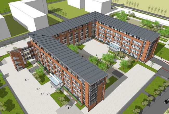 Sketchup学校模型|多层学校，U型教学楼，教育建筑，现代风格