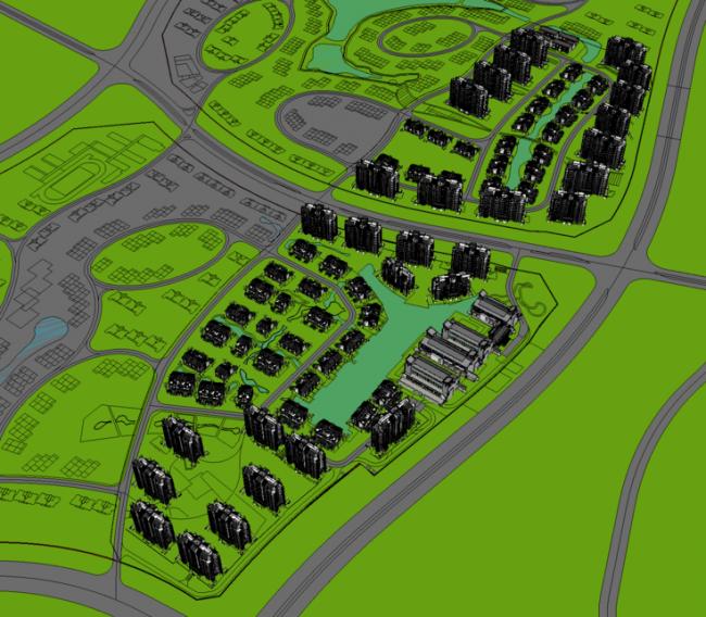 Sketchup住宅模型|徽派，新中式风格，康大花园小区，居住建筑
