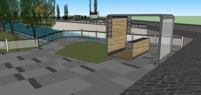 Sketchup景观模型|城市小品，公园景观， 商业建筑，水坝，中式风格