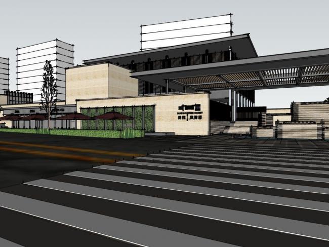 Sketchup商业模型|多层售楼处，商业建筑，现代风格