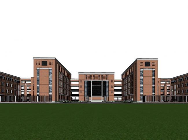Sketchup学校模型|多层中学，学校，教学楼，教育建筑，现代风格