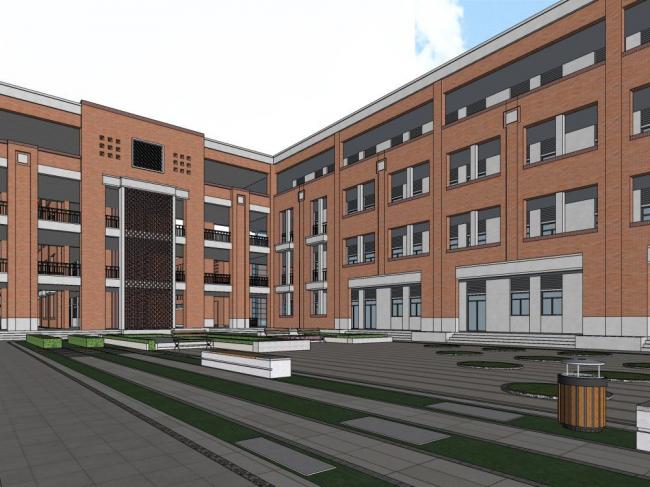 Sketchup学校模型|多层中学，学校，教学楼，教育建筑，现代风格