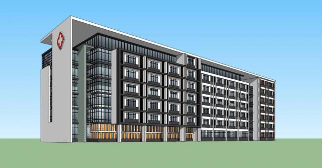 Sketchup医院模型|多层医院，住院楼，医疗建筑，现代风格