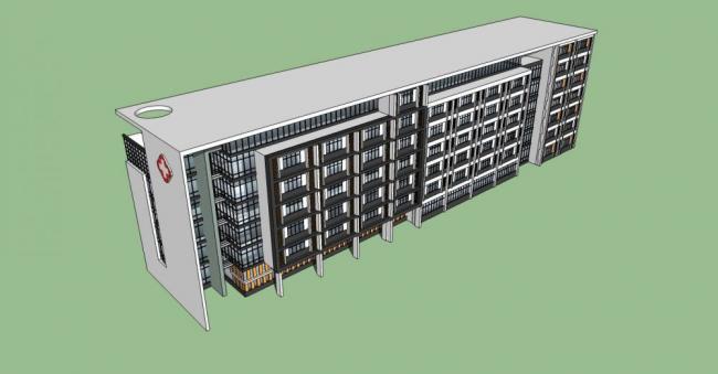 Sketchup医院模型|多层医院，住院楼，医疗建筑，现代风格