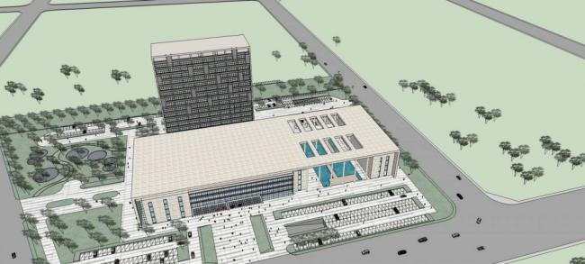 Sketchup医院模型|丹阳市中医院，高层，现代风格，医疗建筑