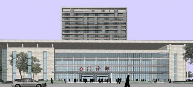 Sketchup医院模型|丹阳市中医院，高层，现代风格，医疗建筑