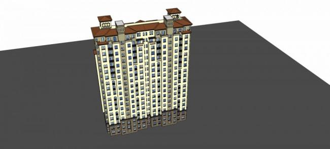 Sketchup住宅模型|高层住宅楼，居住建筑，欧式，西班牙风格，古典风格