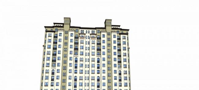 Sketchup住宅模型|高层住宅楼，居住建筑，欧式，西班牙风格，古典风格