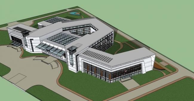Sketchup医院模型|多层医院，现代风格，门诊楼，医疗建筑