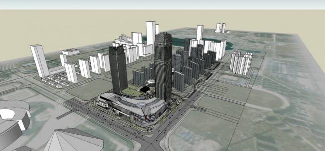 Sketchup综合体模型|超高层商业综合体，酒店办公，商场，现代风格