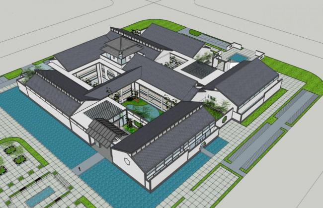 Sketchup文化模型|博物馆，单层，中式风格，文化建筑