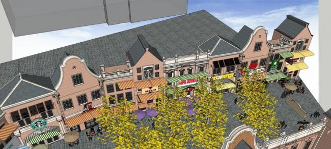 Sketchup商业模型|多层商业街，立面，商业建筑，商场，欧式风格