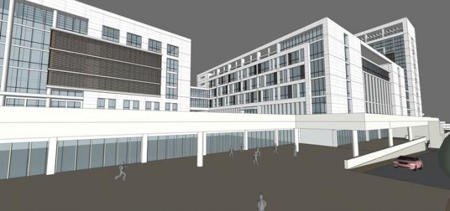 Sketchup医院模型|高层医院，医疗建筑，天井，山地，现代风格