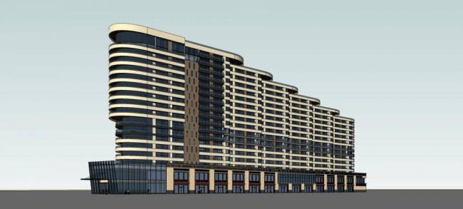 Sketchup酒店模型|高层酒店，办公，商业裙房，现代风格