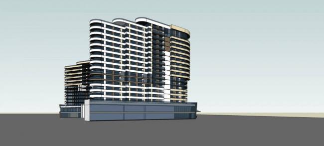 Sketchup酒店模型|高层酒店，办公，商业裙房，现代风格